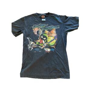 Harley Davidson LOONEY TUNES MARVIN Martian T Shirt Women’s Sz S Black Ohio 2007